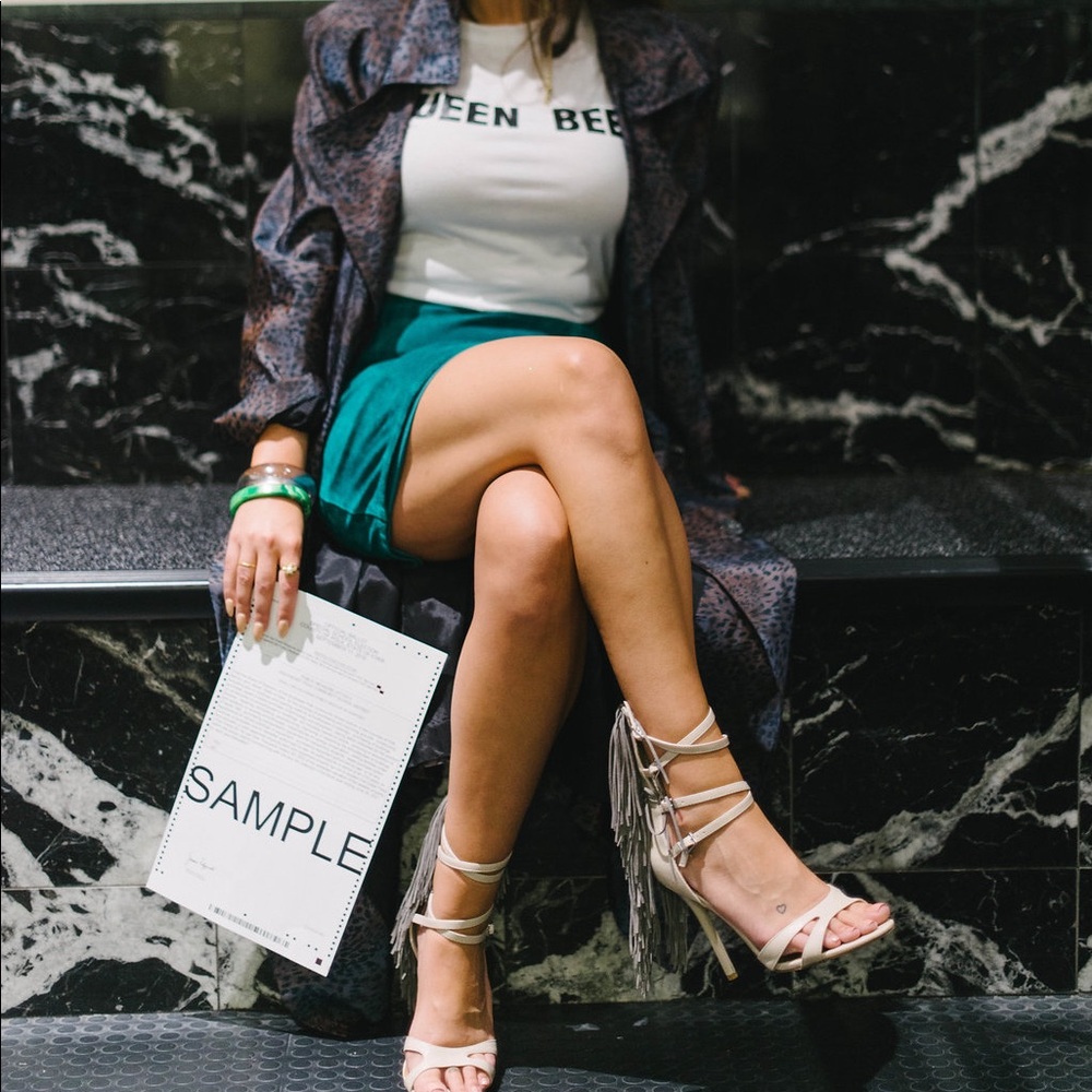 Vintage green leather pencil skirt